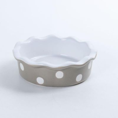 Kleine Auflaufform - Pieform - Kuchenform -beige- Dots