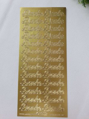 Sticker Schriftsticker DANKE gold Schreibschrift Kartenschmuck