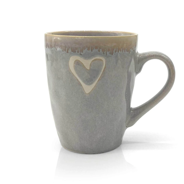 Stoneware Becher mit Henkel -Herz- sand