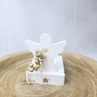 Teelichthalter Weihnachtsgeschenk -Engel- aus Beton eckig GOLD - Dekoration